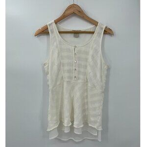 Lucky Brand Buttoned Lined Tank Top White Stripes